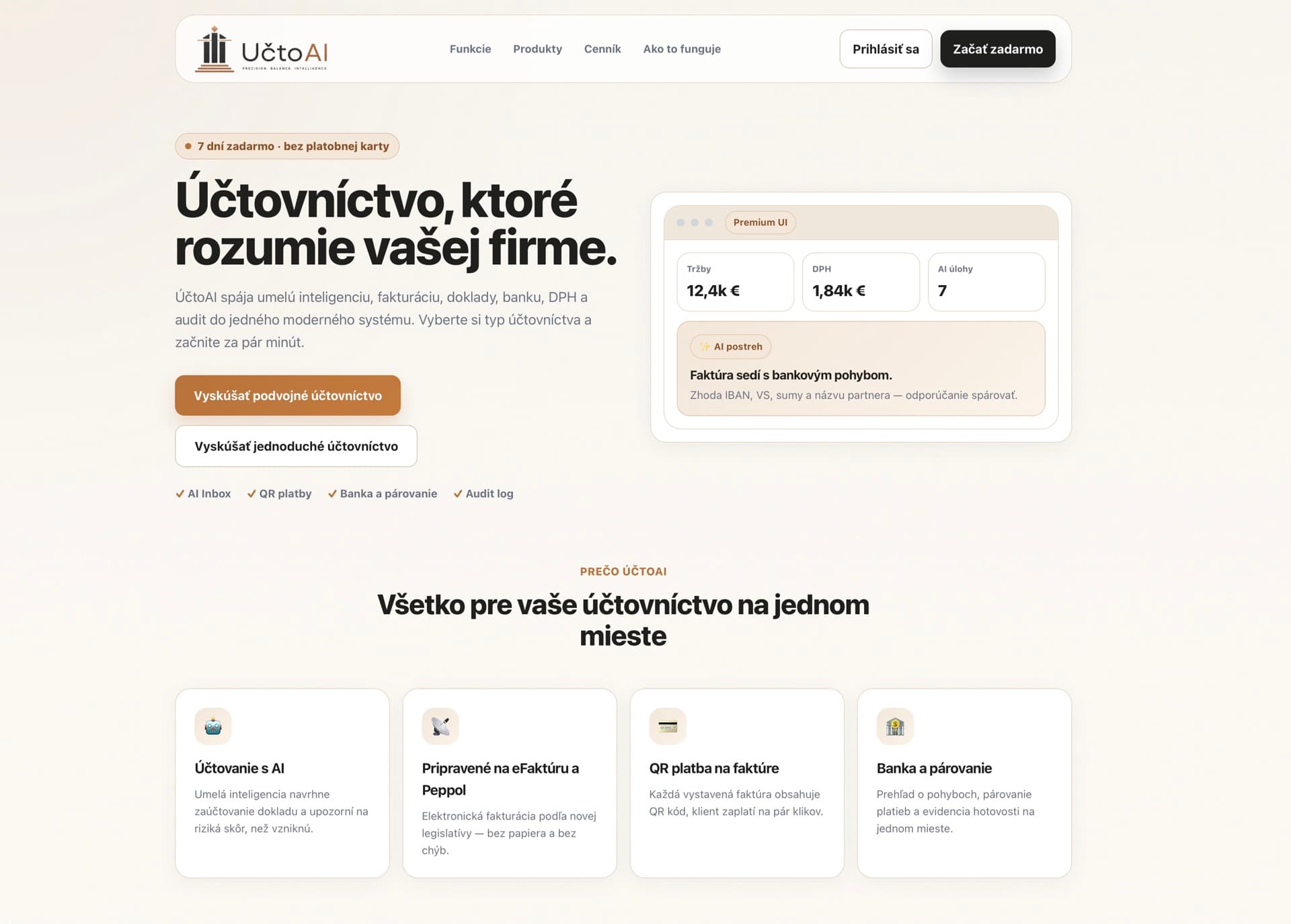 ÚčtoAI product preview — automated document processing and VAT overview