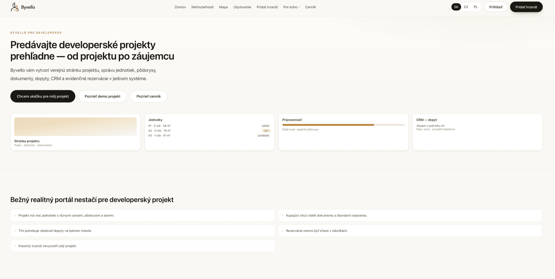 Byvello interface preview — property listing with price and digital history (2)