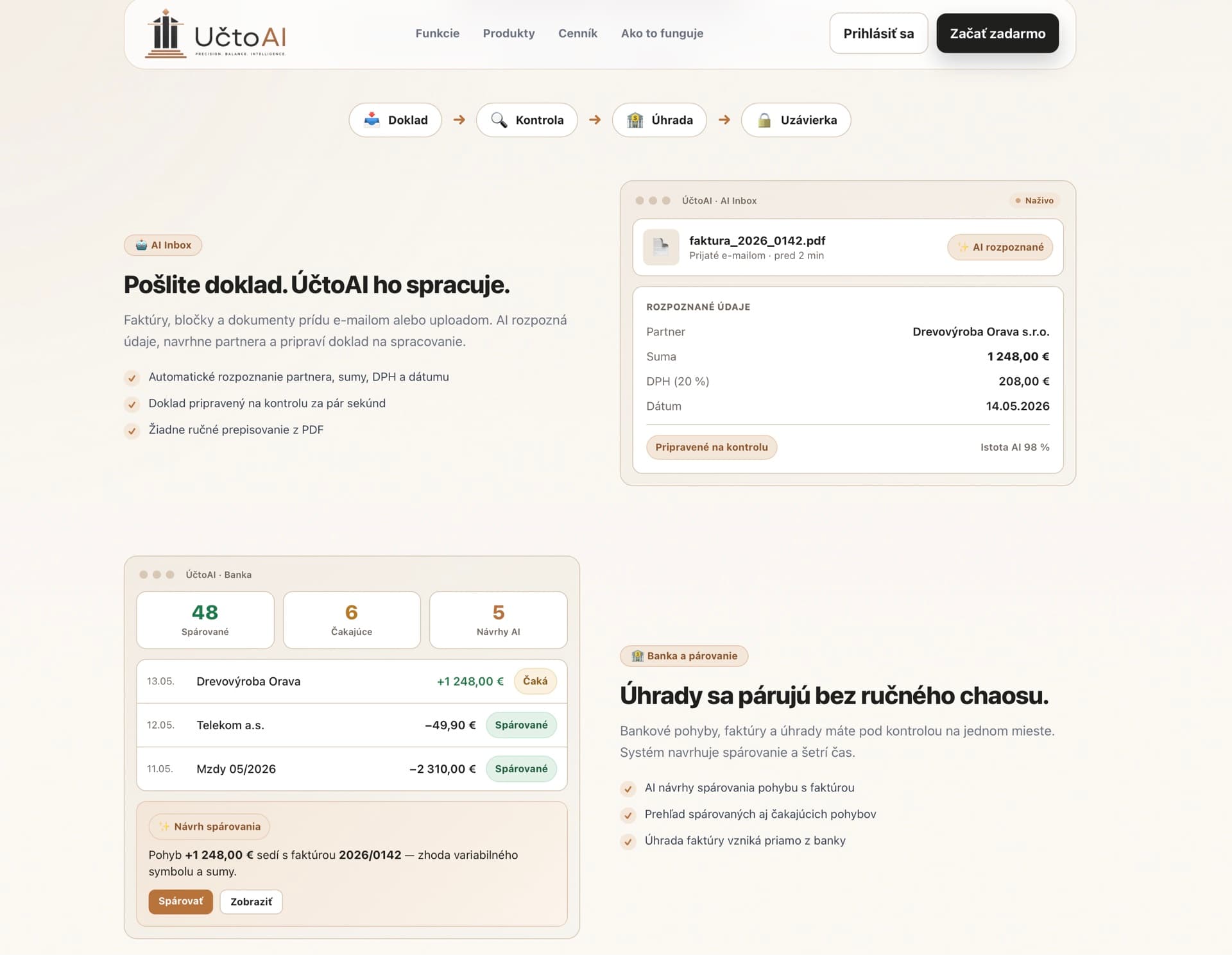 ÚčtoAI product preview — automated document processing and VAT overview (1)